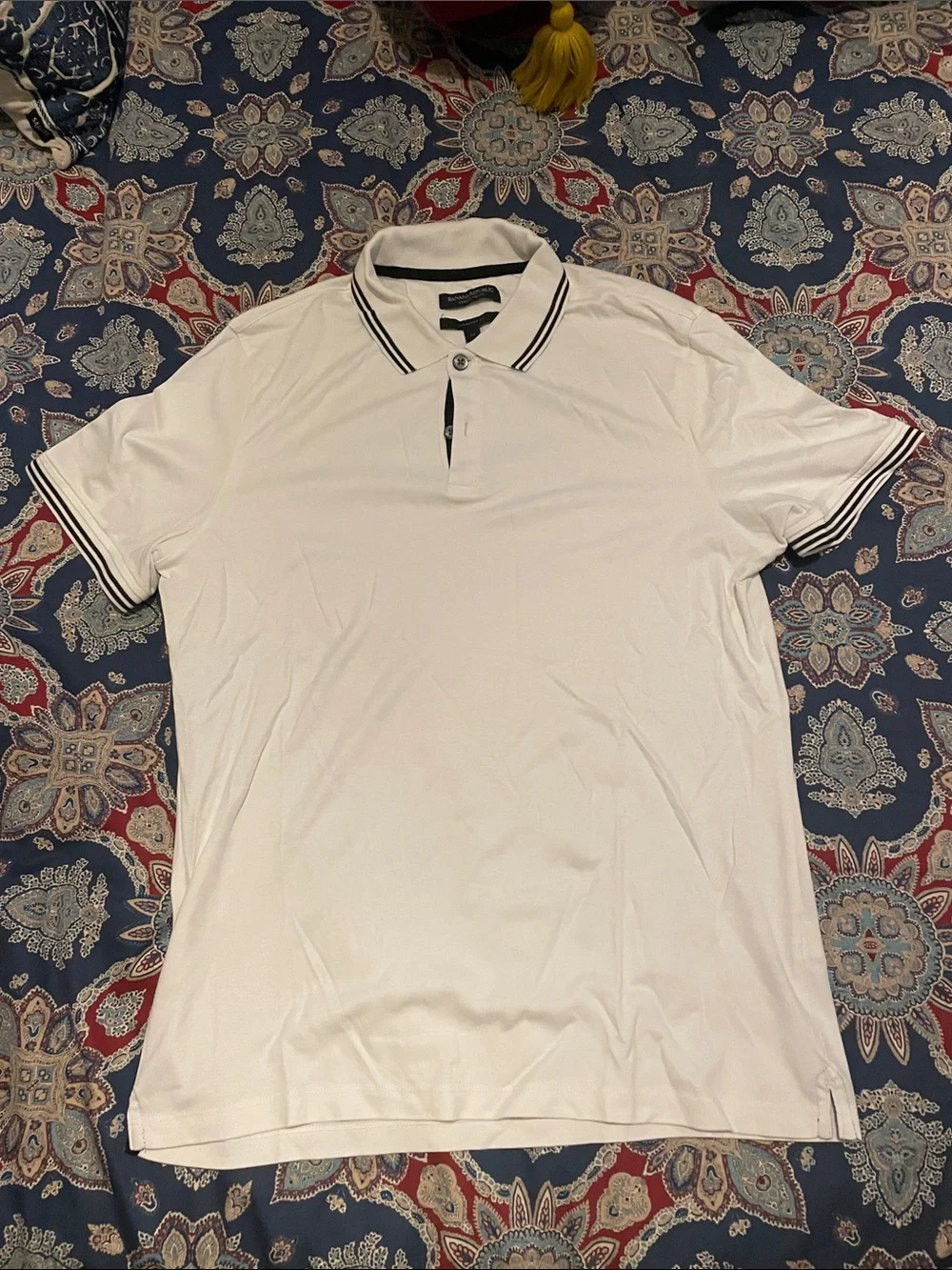 Banana Republic White Polo with Black Contrast Trim